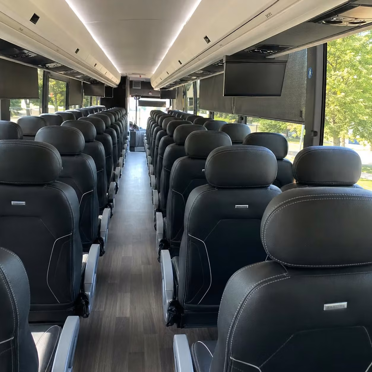 56 passenger charter bus inside